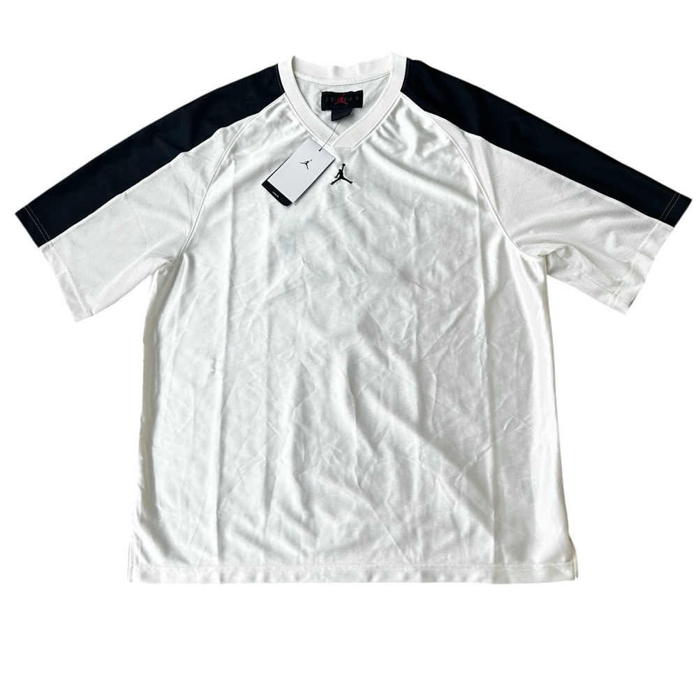 NWT Jordan Brand Mesh Jersey Shirt White/Black - Size L - Loose Fit